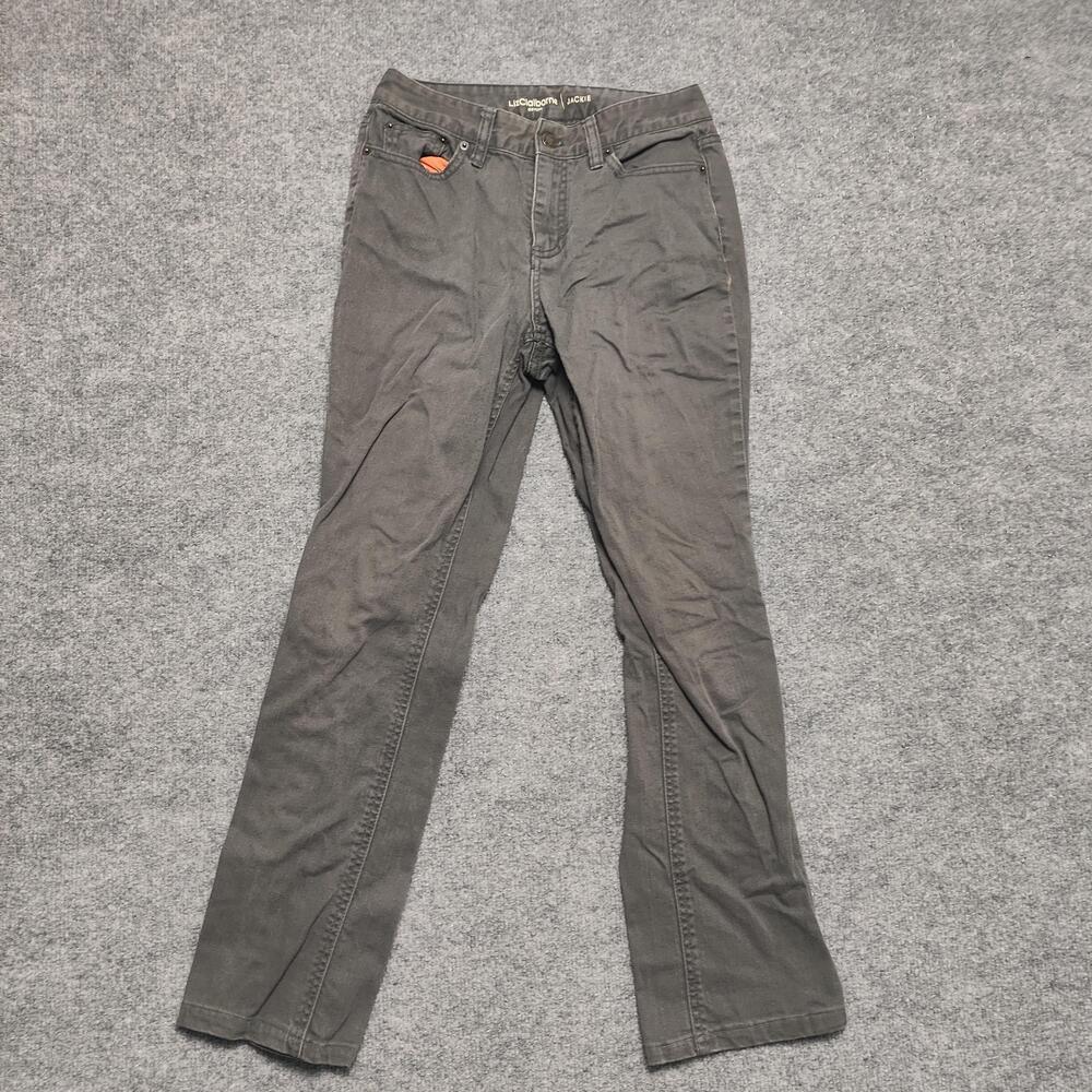 Liz Claiborne Jackie Jeans Womens 2P Gray Charcoal Wash Mid Rise Bootcut Denim